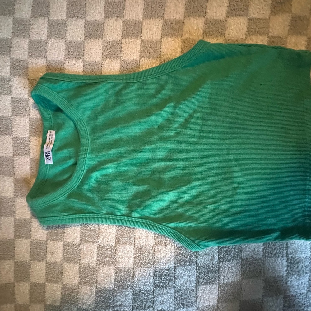 Zara Vibrant Green Ribbed Tank